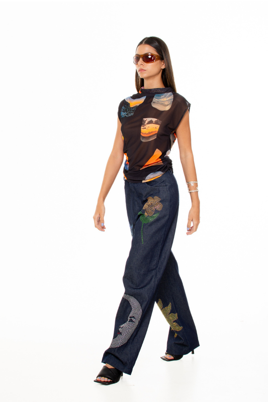Sunsets' Funnel Neck Top