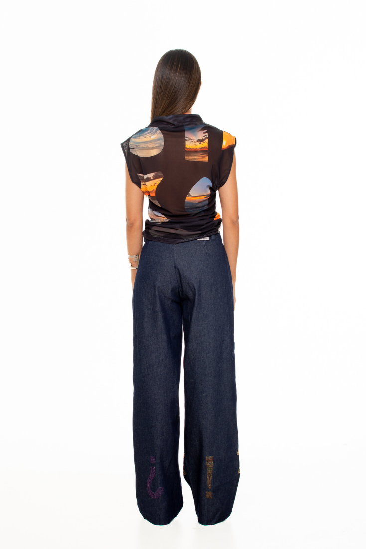 Sunsets' Funnel Neck Top
