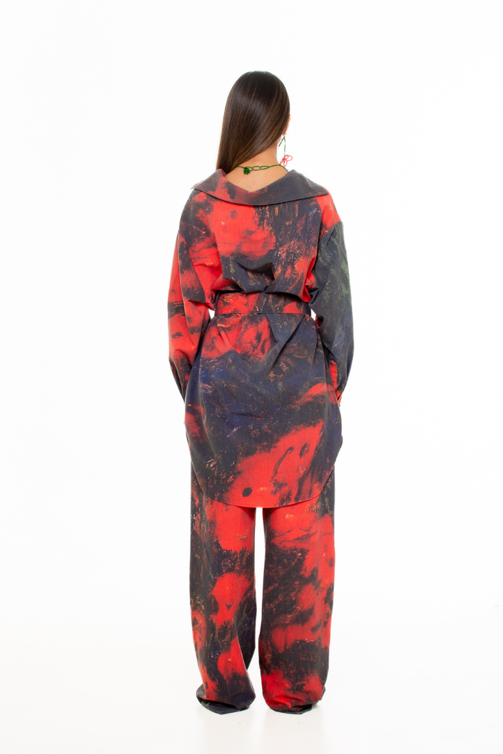 Red Roses' Straight-Leg Pants