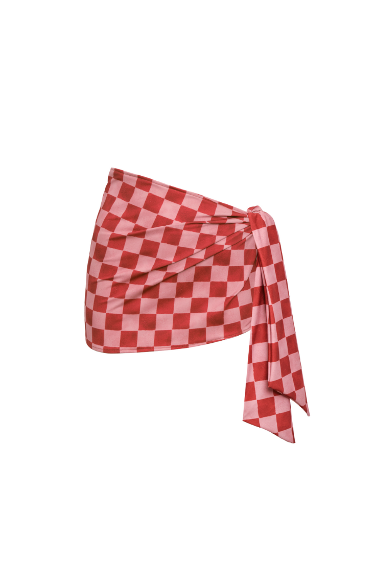 Saskia Red Checkers Mini Skirt