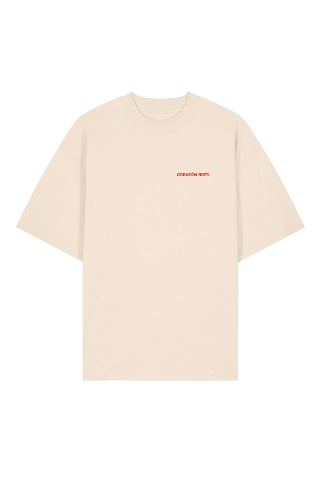 Limited Edition CR T-shirt cream oversized tee front view flatlay - Corazon Roto