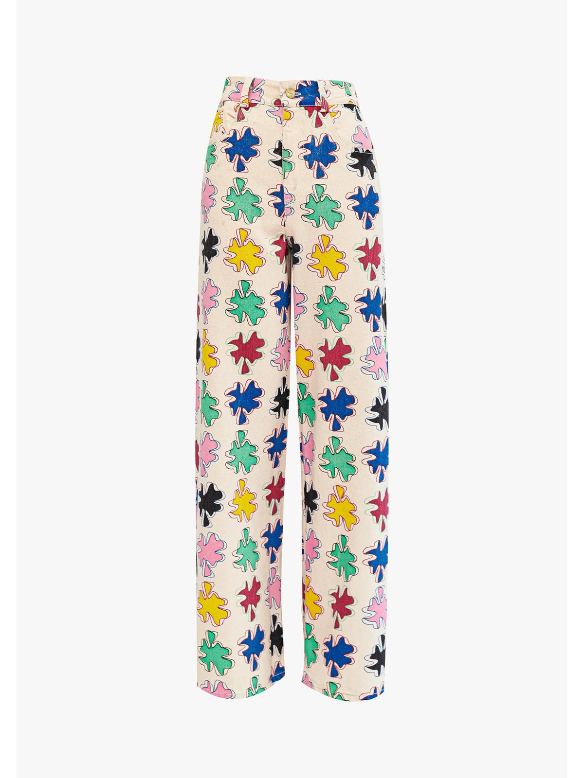 Product shot of the SIXXTA Amulet Chill Jeans in printed cream denim