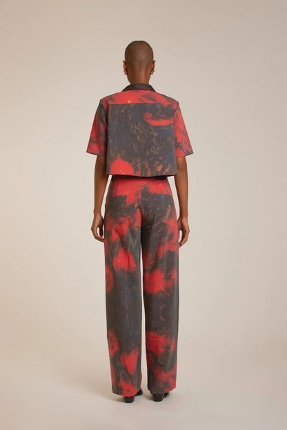 Red Roses' Straight-Leg Pants