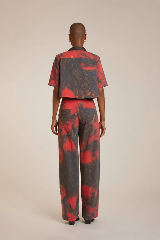 Red Roses' Straight-Leg Pants