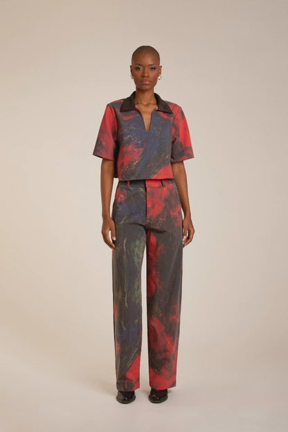 Red Roses' Straight-Leg Pants