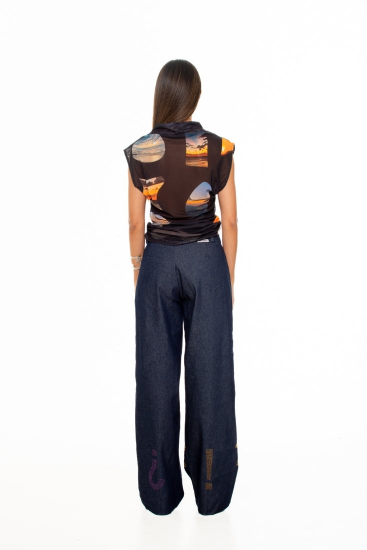 Sunsets' Funnel Neck Top