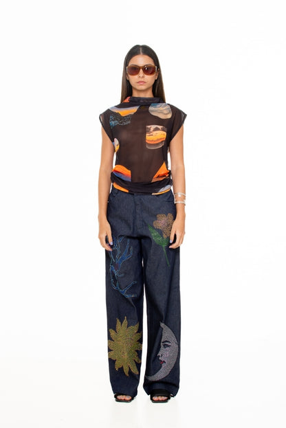 Sunsets' Funnel Neck Top