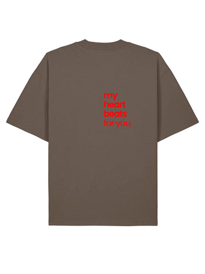 Back of the Limited Edition CR T-shirt by Corazon Roto in Mocha with the red slogan print