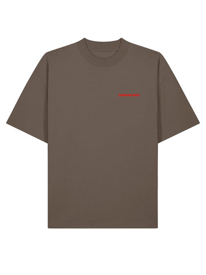 Product shot of the Limited Edition CR T-shirt by Corazon Roto in Mocha with the chest wordmark