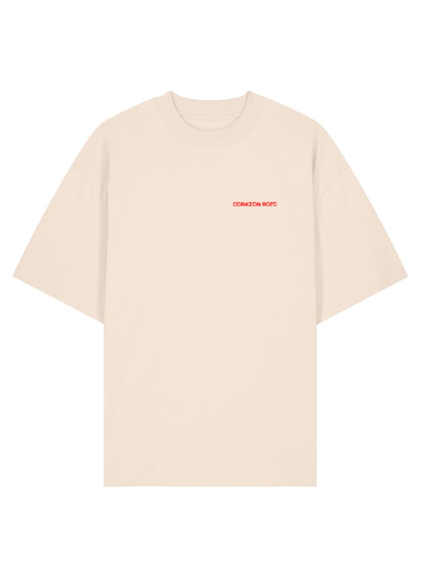 Product shot of the Limited Edition CR T-shirt by Corazon Roto in Cream with the chest wordmark