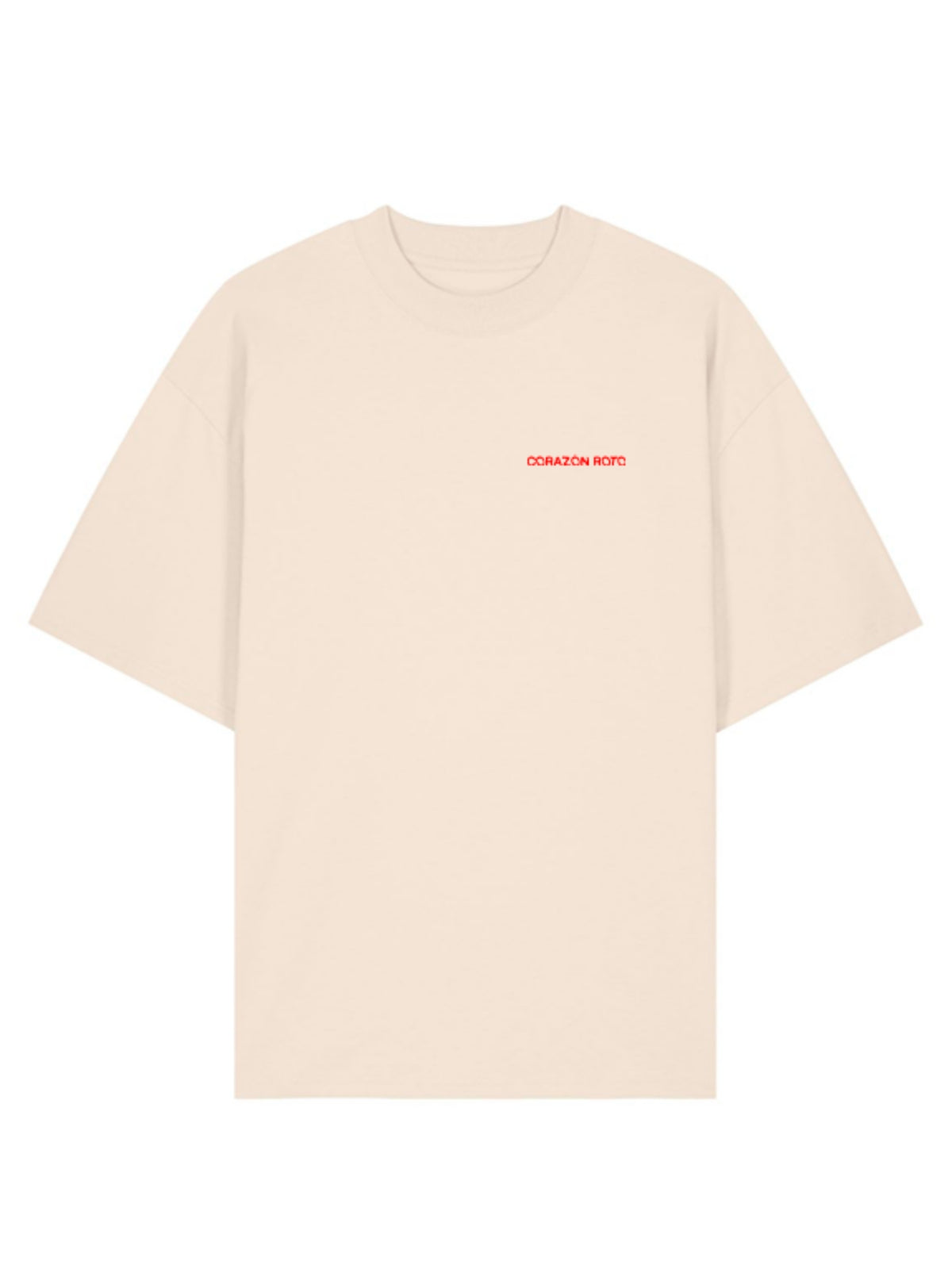 Product shot of the Limited Edition CR T-shirt by Corazon Roto in Cream with the chest wordmark