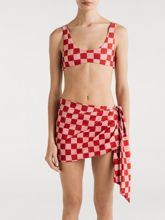 Saskia Red Checkers Mini Skirt