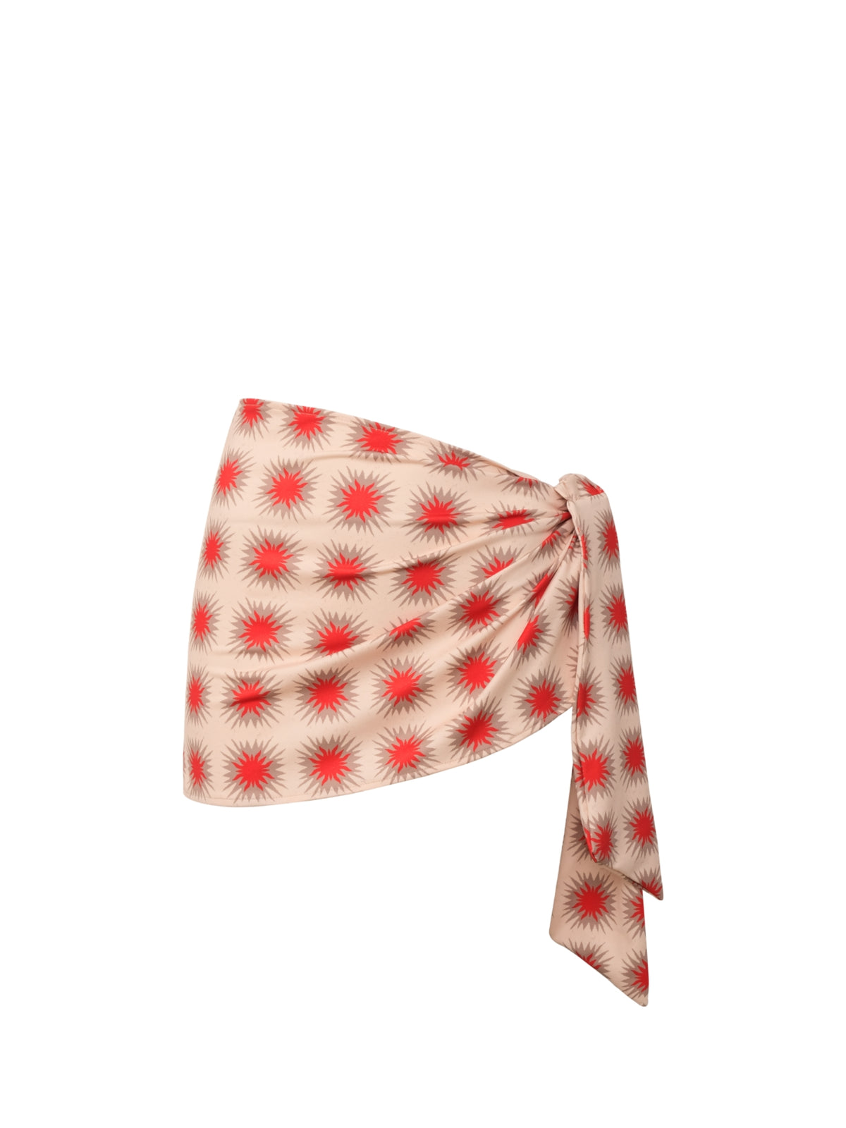 Saskia Star Red Mini Skirt by Encantadore: a wrap skirt in a red starburst print on cream