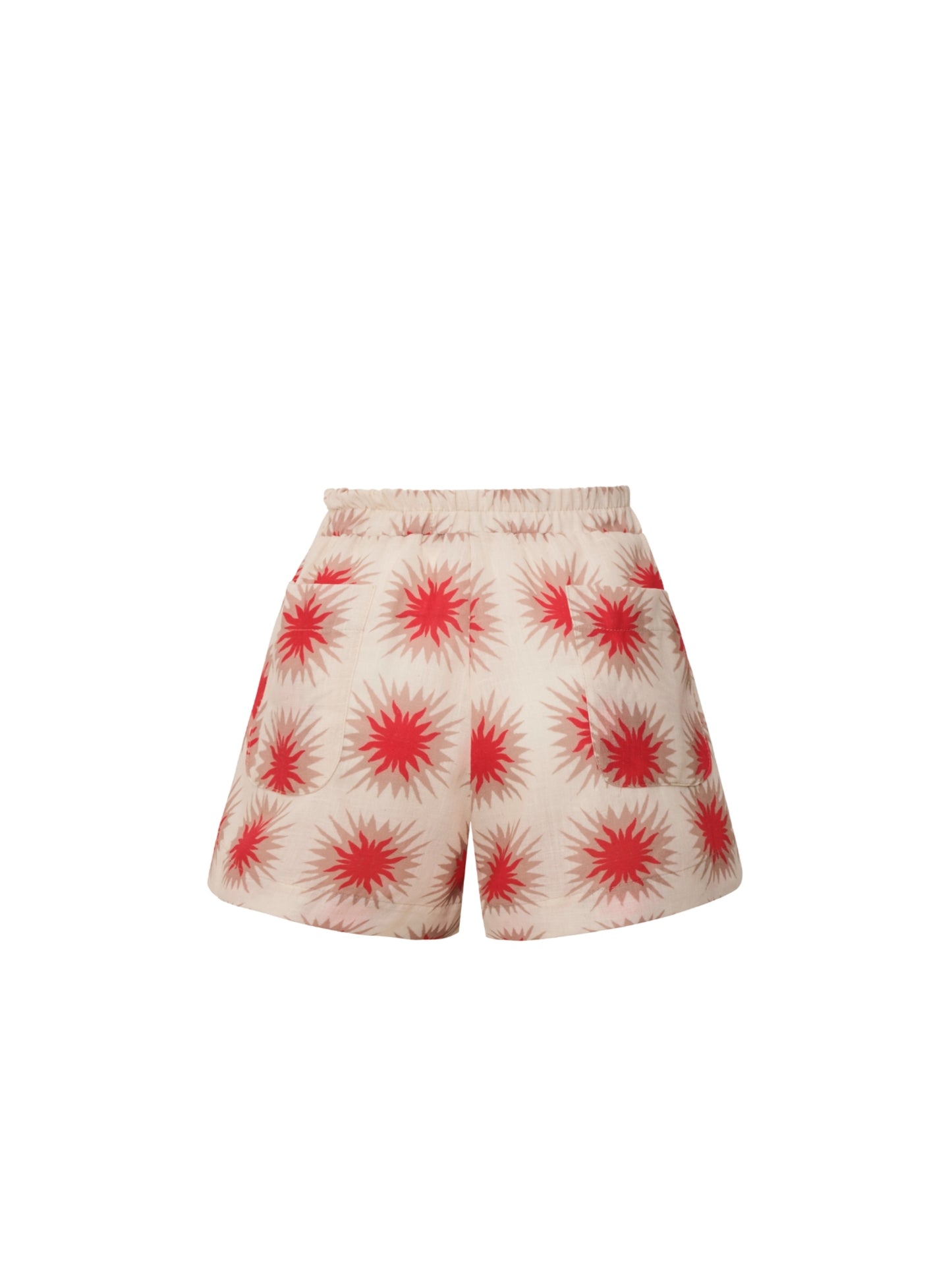 Liana Star Red Shorts by Encantadore: loose cotton shorts with a red starburst print on cream