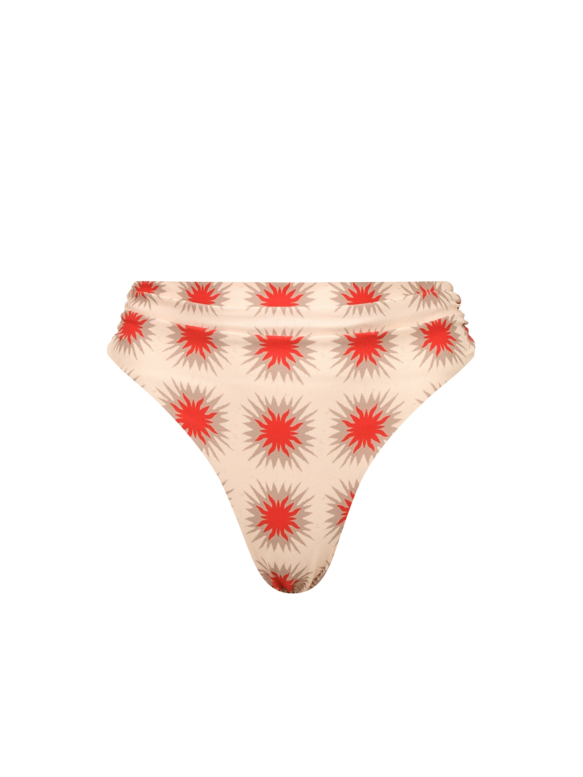 Esther Star Red Bikini Bottom by Encantadore: high-waisted with soft ruching at the front