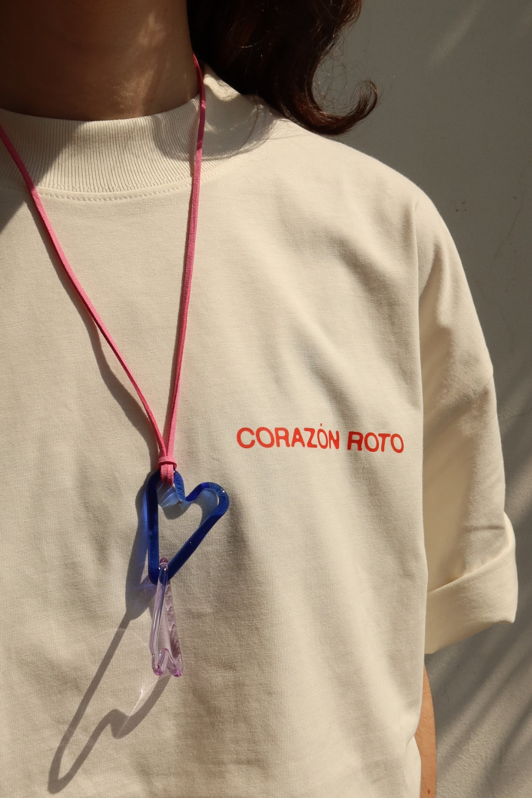 Back detail Limited Edition CR T-shirt cream oversized tee with Corazon Roto logo - Corazon Roto