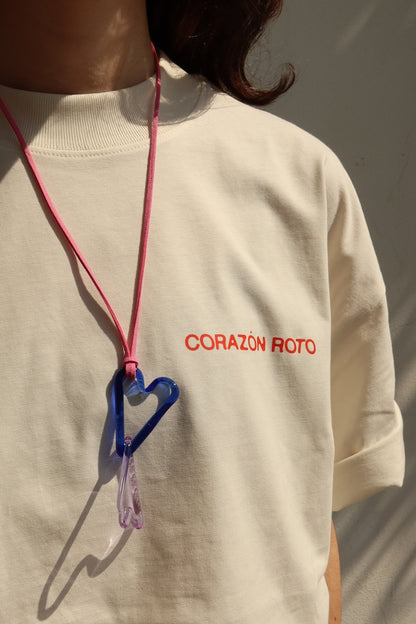 Back detail Limited Edition CR T-shirt cream oversized tee with Corazon Roto logo - Corazon Roto