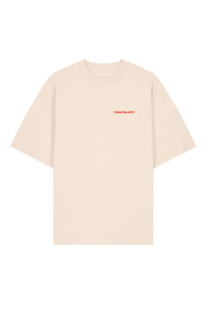 Limited Edition CR T-shirt cream oversized tee front view flatlay - Corazon Roto