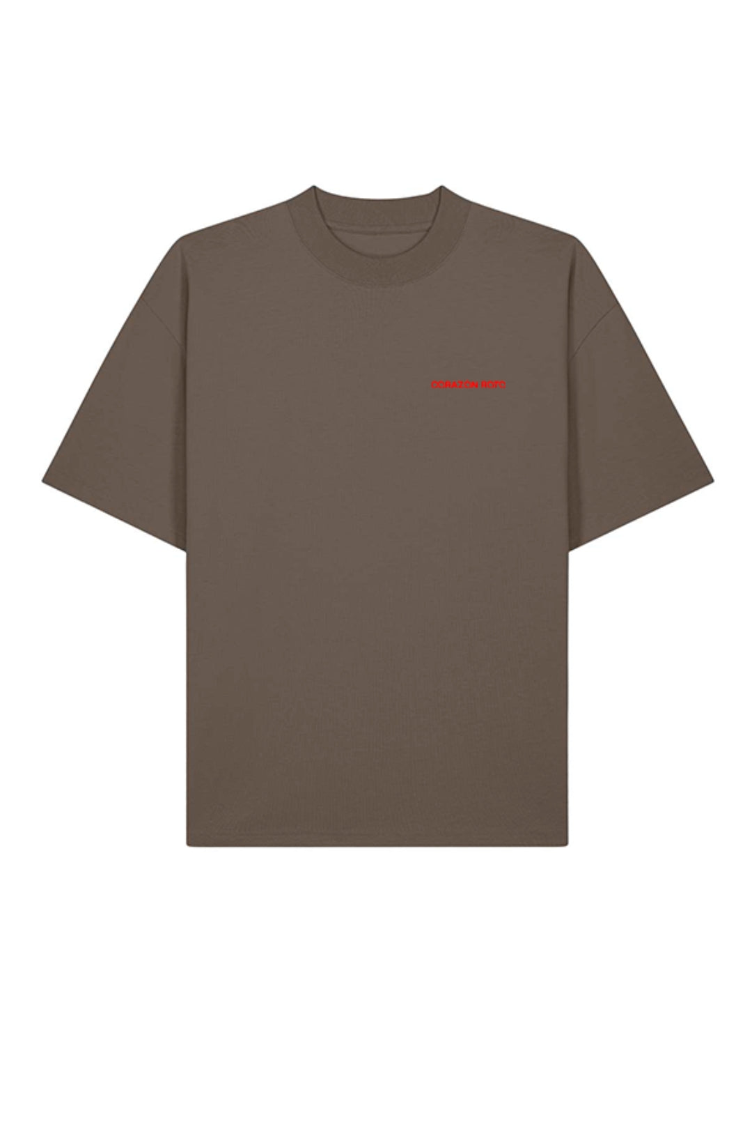 Limited Edition CR T-shirt mocha oversized tee front view flatlay - Corazon Roto