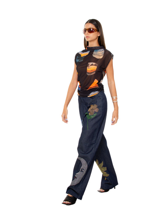 Sunsets' Funnel Neck Top